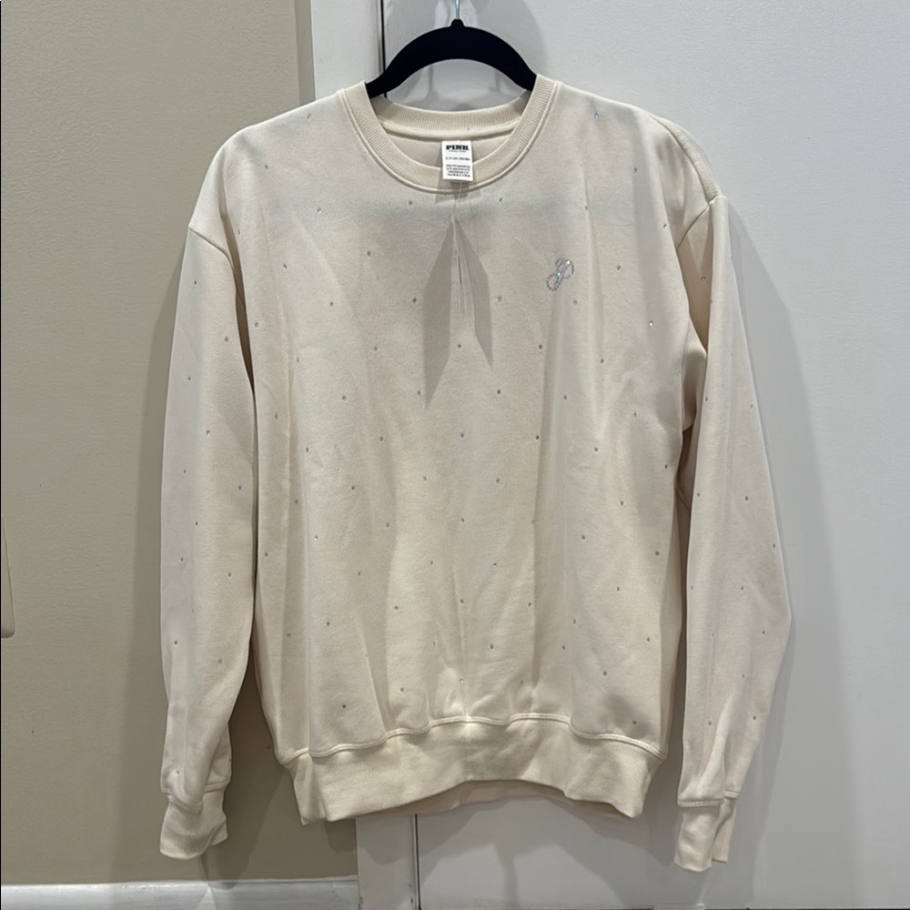 PINK Victoria's Secret Cream Crewneck Sweater Soft Knit Minimalist